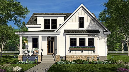 Contemporary Cottage Craftsman Farmhouse Elevation of Plan 101906