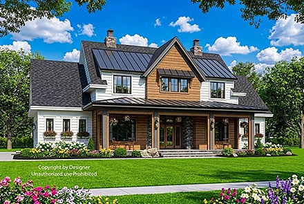 Contemporary Farmhouse New American Elevation of Plan 101943