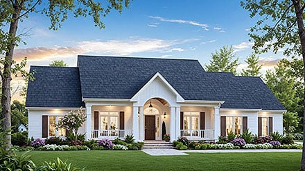 Contemporary Farmhouse Ranch Traditional Elevation of Plan 102001