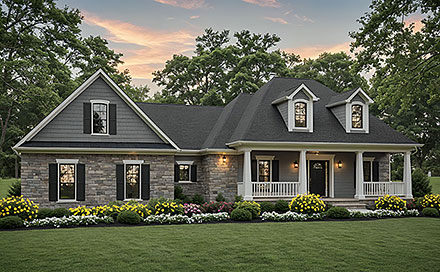 Acadian Country French Country New American Elevation of Plan 102012