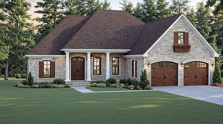 Country European Traditional Elevation of Plan 102019