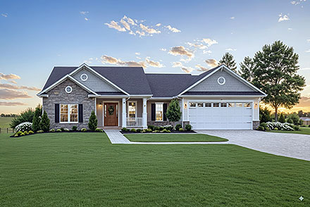 Cape Cod Farmhouse Ranch Elevation of Plan 102031