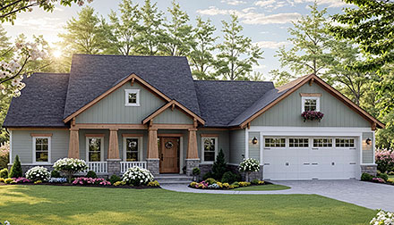 Country Craftsman Ranch Traditional Elevation of Plan 102035