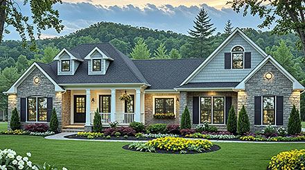 Country European Traditional Elevation of Plan 102041