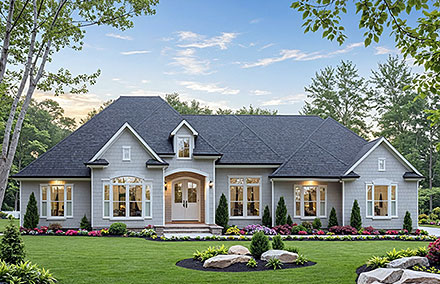 Craftsman Farmhouse French Country Ranch Elevation of Plan 102042