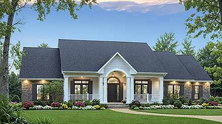 Contemporary Country European Farmhouse Traditional Elevation of Plan 102044