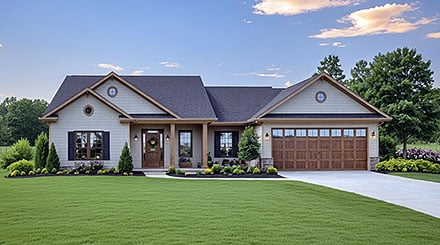 Country Craftsman Ranch Traditional Elevation of Plan 102053