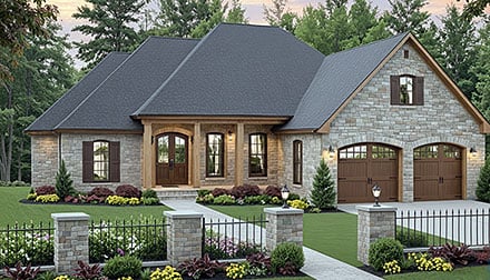 Country European Traditional Elevation of Plan 102058