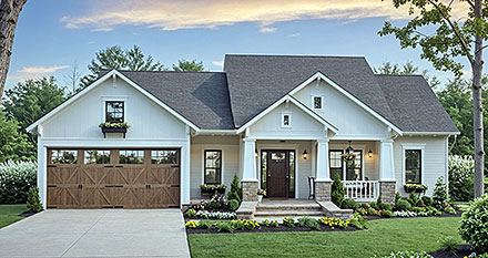 Contemporary Craftsman Farmhouse Ranch Elevation of Plan 102060