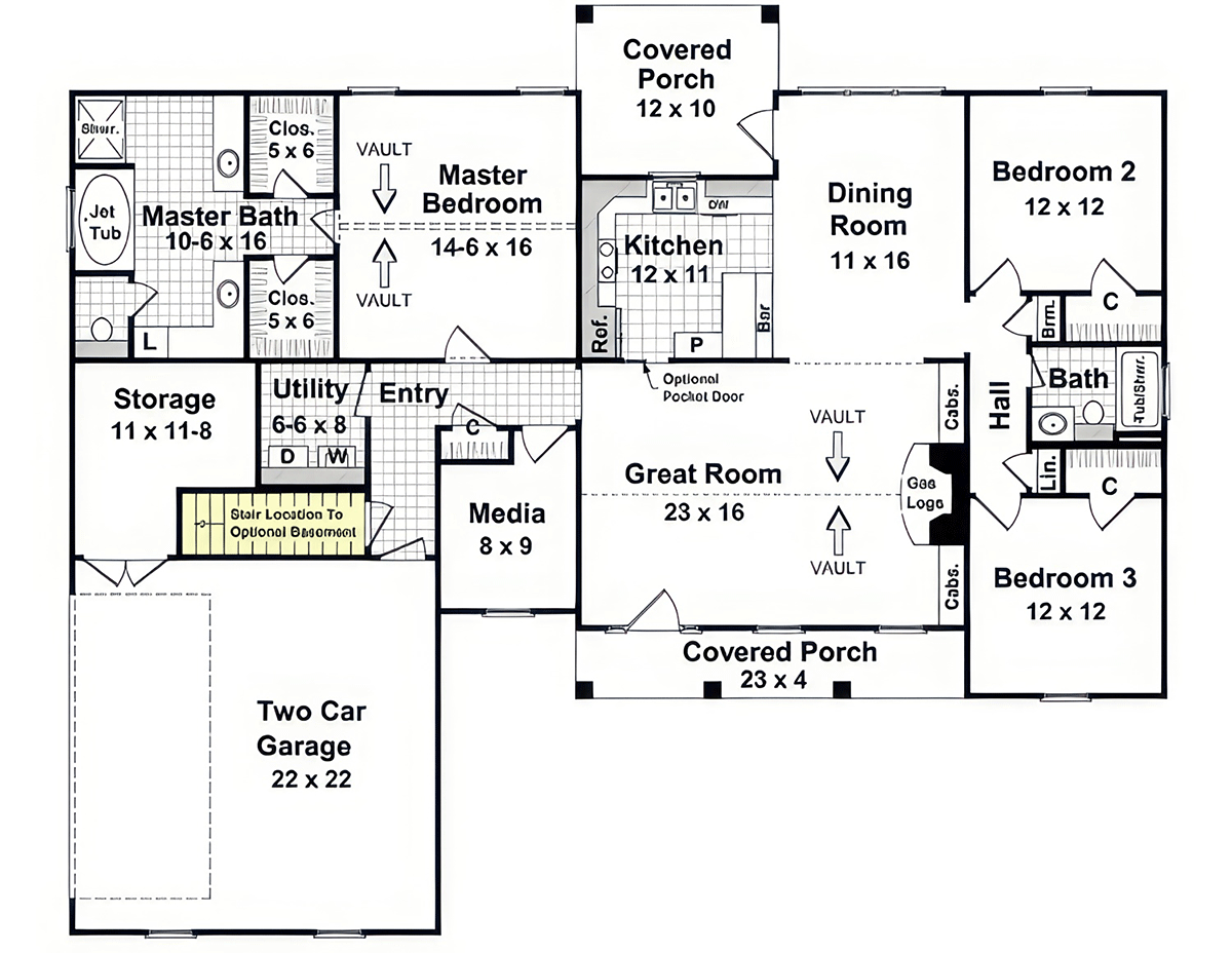 Country Ranch Traditional Alternate Level One of Plan 102062