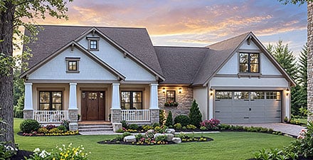 Country Craftsman Ranch Elevation of Plan 102063