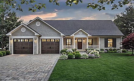 Contemporary Farmhouse Ranch Traditional Elevation of Plan 102066