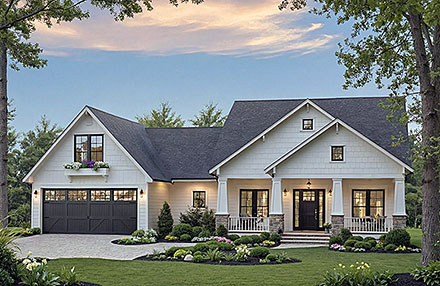Contemporary Farmhouse Ranch Traditional Elevation of Plan 102067