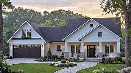 Contemporary Farmhouse Ranch Traditional Elevation of Plan 102068
