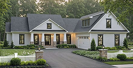 Contemporary Farmhouse Ranch Traditional Elevation of Plan 102072