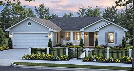 Contemporary Country Farmhouse Ranch Elevation of Plan 102082