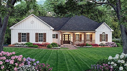 Contemporary Country Farmhouse Ranch Elevation of Plan 102083
