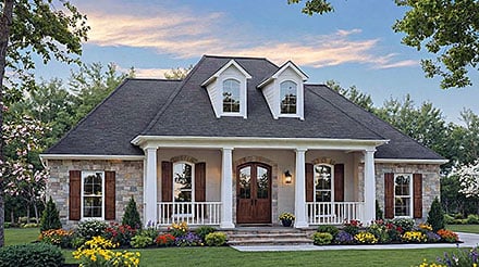 Contemporary Farmhouse French Country Traditional Elevation of Plan 102084