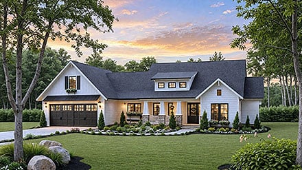 Contemporary Craftsman Farmhouse Ranch Elevation of Plan 102086