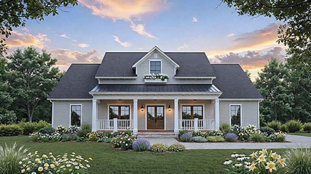 Contemporary Craftsman Farmhouse Ranch Elevation of Plan 102087