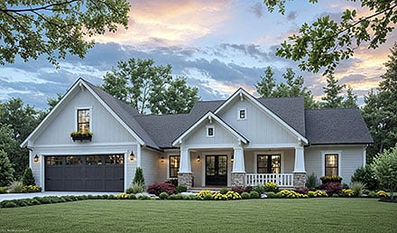 Contemporary Country Craftsman Farmhouse Elevation of Plan 102088