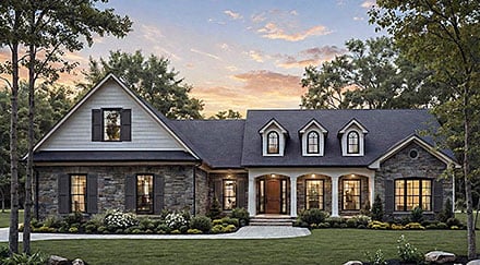 Country Ranch Traditional Elevation of Plan 102091