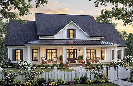 Contemporary Country Farmhouse Traditional Elevation of Plan 102093