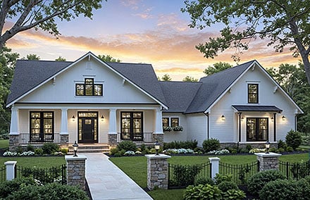 Contemporary Craftsman Farmhouse Ranch Elevation of Plan 102094