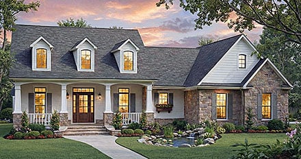 Contemporary Country Craftsman Farmhouse Elevation of Plan 102095