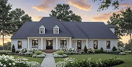 Contemporary Farmhouse French Country Ranch Elevation of Plan 102097