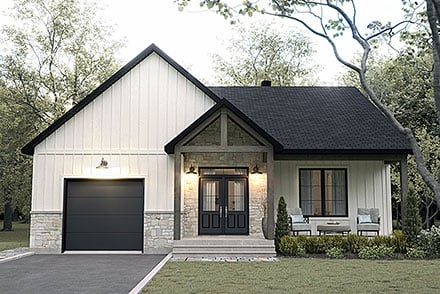 Contemporary Country Craftsman Farmhouse New American Elevation of Plan 102104