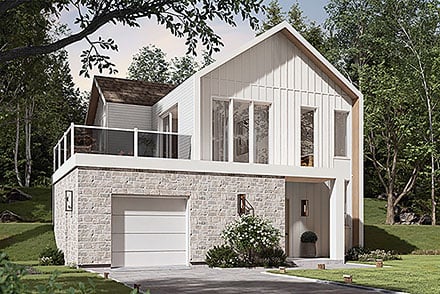 Cabin Contemporary Cottage Modern Elevation of Plan 102105