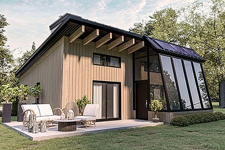 Cabin Contemporary Cottage Modern Elevation of Plan 102109