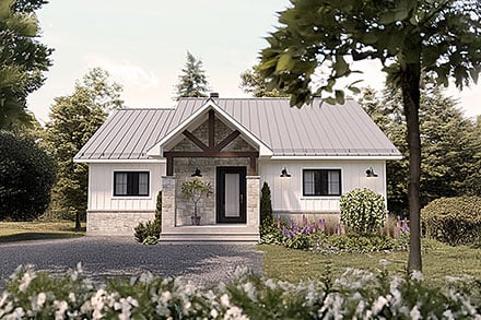 Contemporary Country Craftsman Farmhouse Ranch Elevation of Plan 102113