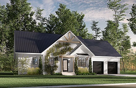 Contemporary Country Farmhouse Ranch Elevation of Plan 102117