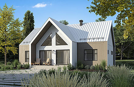 Cabin Contemporary Cottage Modern Elevation of Plan 102125