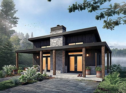 Cabin Cottage Modern Elevation of Plan 102129