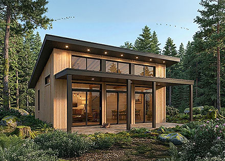 Cabin Contemporary Cottage Modern Elevation of Plan 102131