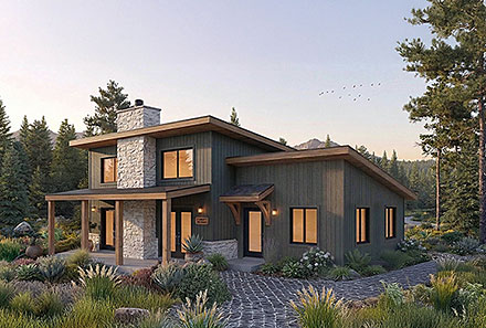 Cabin Contemporary Cottage Modern Elevation of Plan 102132