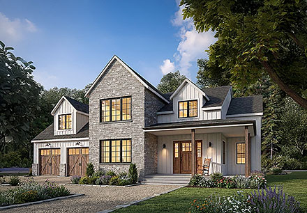 Contemporary Country Farmhouse French Country New American Elevation of Plan 102133