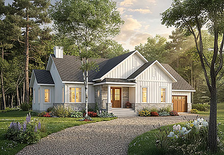 Contemporary Country Craftsman European Farmhouse Traditional Elevation of Plan 102135