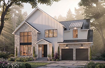 Contemporary Country Craftsman Farmhouse New American Elevation of Plan 102137