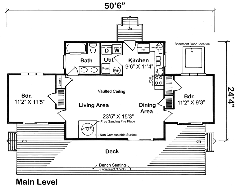 Cabin Contemporary Ranch Level One of Plan 10220