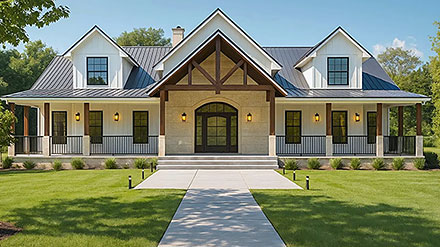 Country Farmhouse Ranch Traditional Elevation of Plan 102200