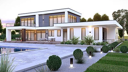Contemporary Modern Elevation of Plan 102209
