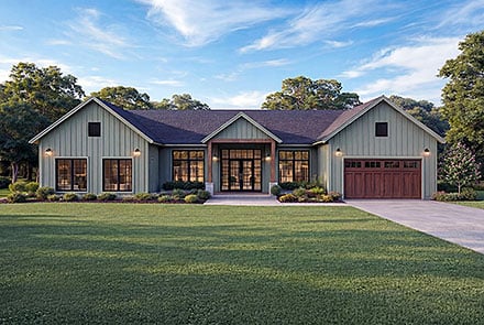 Contemporary Country Craftsman Farmhouse Ranch Elevation of Plan 102222