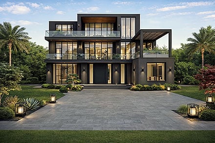 Contemporary Mediterranean Elevation of Plan 102224