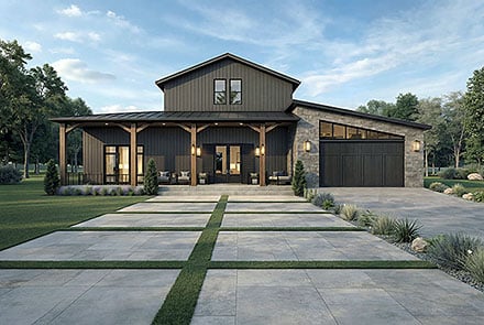 Barndominium Contemporary Country Craftsman Farmhouse Southern Traditional Elevation of Plan 102225