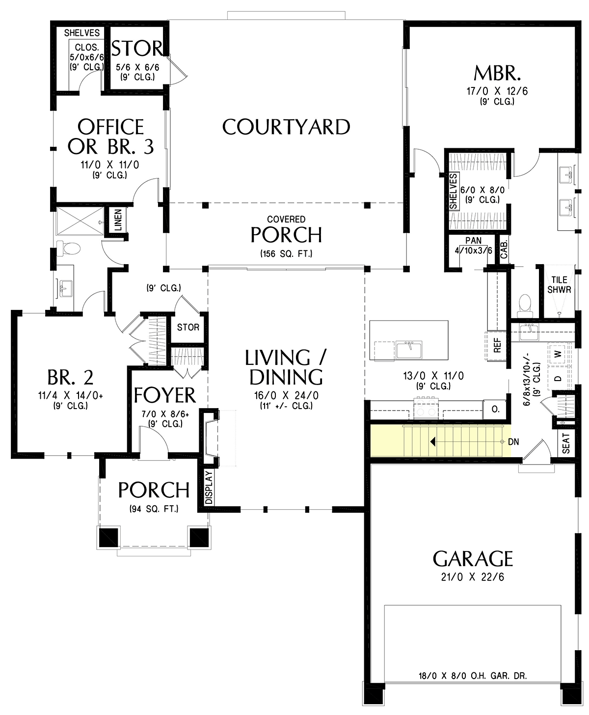 Contemporary Craftsman Farmhouse Ranch Alternate Level One of Plan 102309