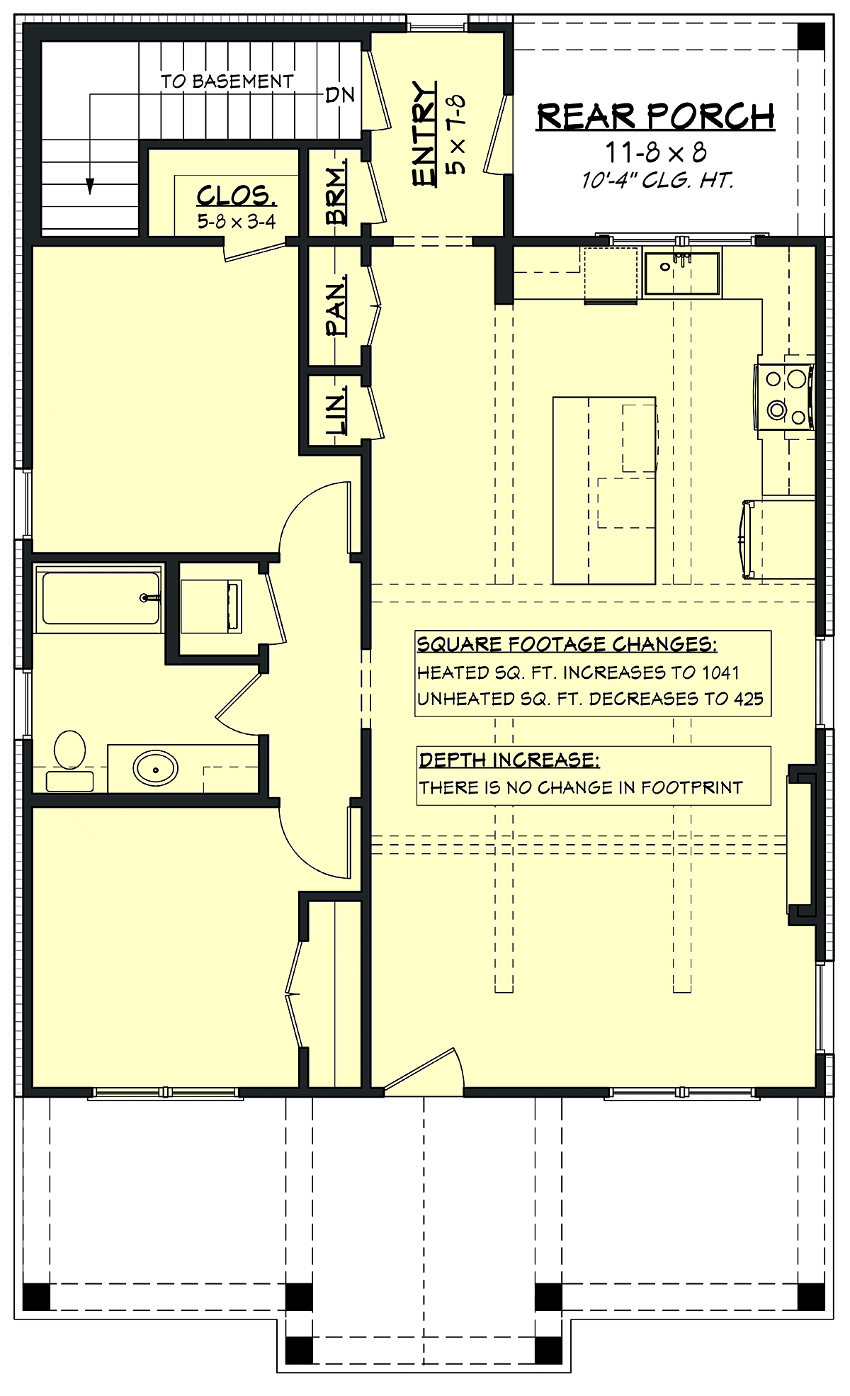 Cottage Country Farmhouse Southern Alternate Level One of Plan 102402